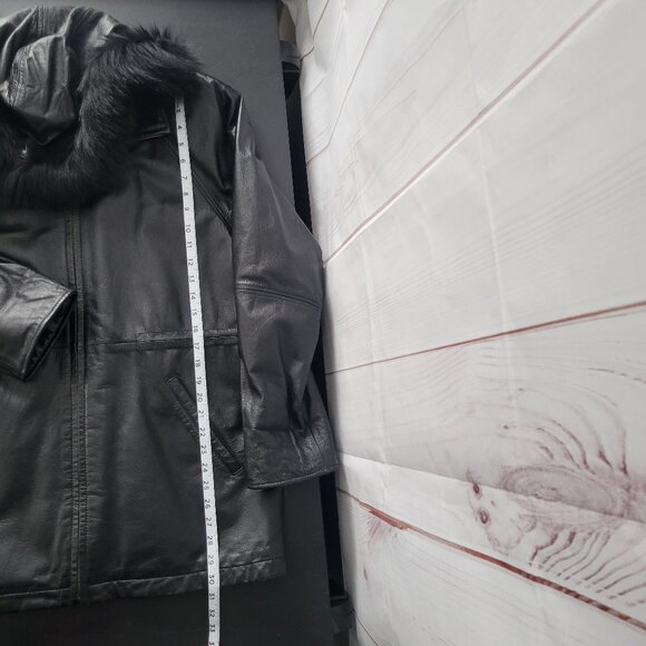 Blushe By Spiegel Classic Vintage Black Leather Jacket w/ Removable Fur Trim EUC - Picture 11 of 11